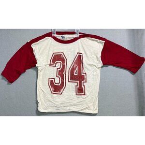 S Jersey-Type T-Shirt Kids Red Medium Tee Cotton 3/4 Sleeve Shirt Boys Girls'